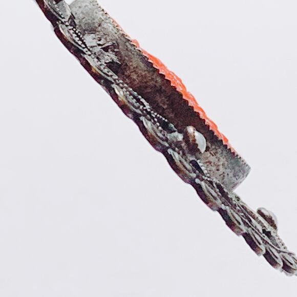 VTG Art Deco Peking Glass Style Red Glass 1920s-1930s Filigree Necklace Pendant - Picture 13 of 16